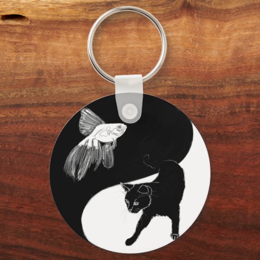 Yin Yang Black White Sleutelhanger (Voorkant)