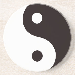 Yin-Yang-Black/White Zandsteen Onderzetter
