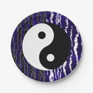Yin Yang Blauw Tranquiliteit Zen Energie Feestje Papieren Bordje