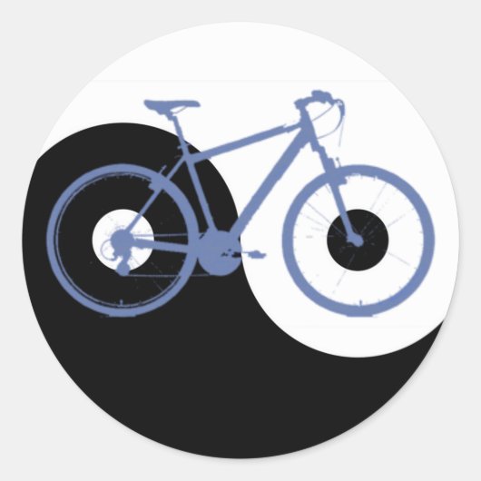 Yin Yang blauwe Fiets Ronde Sticker (Voorkant)