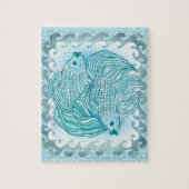 Yin Yang Blauwe Koi Vis Legpuzzel (Verticaal)