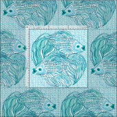 Yin Yang Blauwe Koi Vis Stof (Delen)
