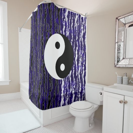 Yin Yang Blauwe Tranquiliteit Zen Energie Douchegordijn (In situ)