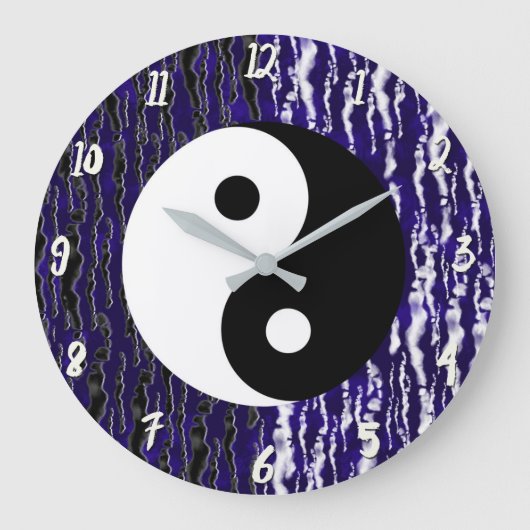 Yin Yang Blauwe Tranquiliteit Zen Energie Grote Klok (Voorkant)