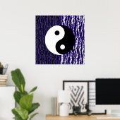 Yin Yang Blauwe Tranquiliteit Zen Energie Poster (Thuiskantoor)