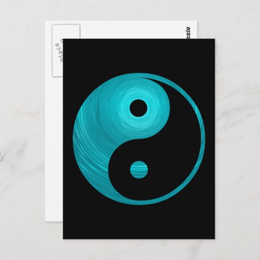 Yin Yang Blauwgroen Blue Aqua Spiral Sjabloon Blac Briefkaart (Voorkant / Achterkant)
