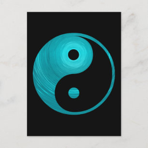 Yin Yang Blauwgroen Blue Aqua Spiral Sjabloon Blac Briefkaart