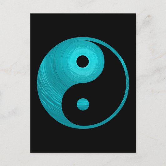 Yin Yang Blauwgroen Blue Aqua Spiral Sjabloon Blac Briefkaart (Voorkant)