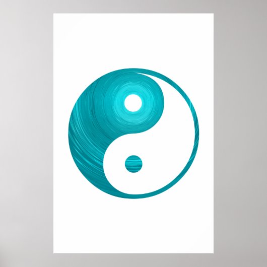 Yin Yang Blauwgroen Blue Aqua Spiral Sjabloon Yin- Poster (Voorkant)