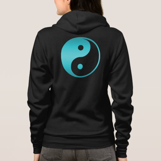 Yin Yang Blauwgroen Blue Illustration Sjabloon Hoodie (Achterkant)
