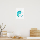 Yin Yang Blauwgroen Blue Illustration Sjabloon Poster (Keuken)