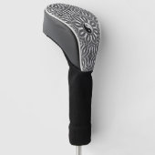 Yin Yang Bloem des Levens Zwart & Wit Golfheadcover (Schuin)