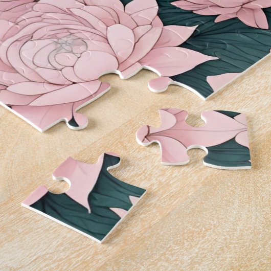 Yin Yang, Bloemenberg Roze Sage Blauwgroen Legpuzzel (Zijkant)