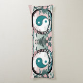Yin Yang, Bloemenberg Roze Sage Blauwgroen Lichaamskussen (Achterkant (Verticaal))