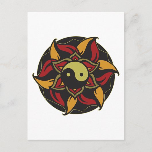 Yin Yang Blooming Lotus Briefkaart (Voorkant)