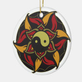 Yin Yang Blooming Lotus Keramisch Ornament (Links)