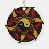 Yin Yang Blooming Lotus Keramisch Ornament (Achterkant)
