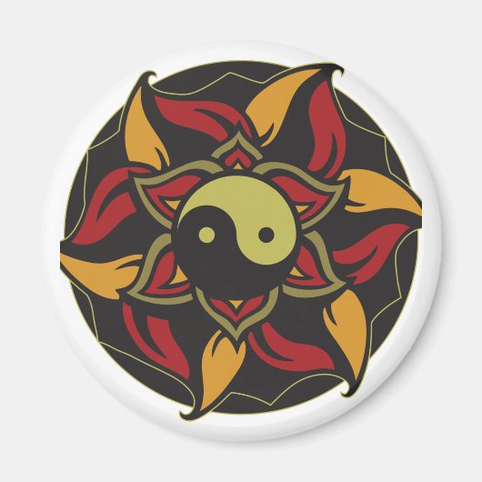 Yin Yang Blooming Lotus Magneet (Voorkant)
