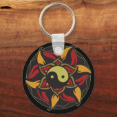 Yin Yang Blooming Lotus Sleutelhanger (Voorkant)
