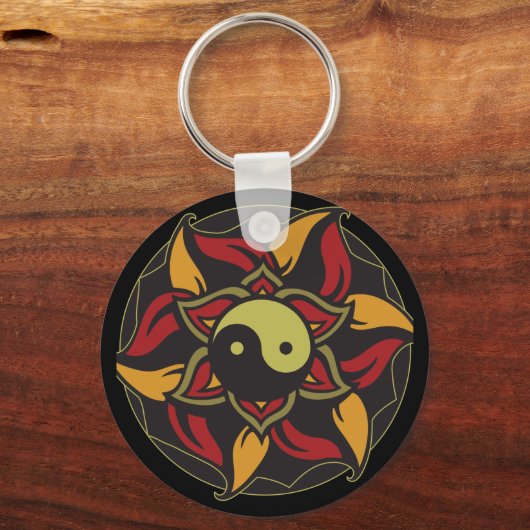 Yin Yang Blooming Lotus Sleutelhanger (Voorkant)