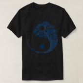 Yin Yang Blue Bonsai Tree Japanse boeddhist Zen Gi T-shirt (Design voorkant)
