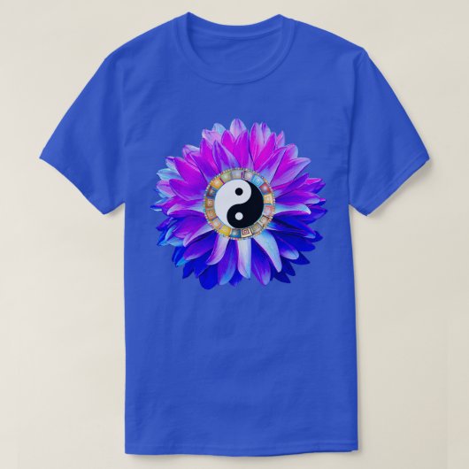 Yin Yang Blue Dahlia Flower T-shirt (Design voorkant)
