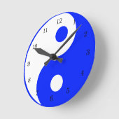 Yin Yang Blue en White Symbol Clock Ronde Klok (Hoek)