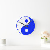 Yin Yang Blue en White Symbol Clock Ronde Klok (Huis)