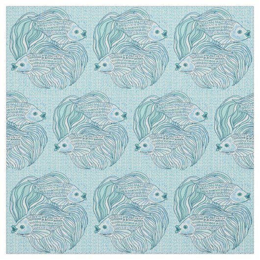 Yin Yang Blue Koi Fish Stof (Swatch)
