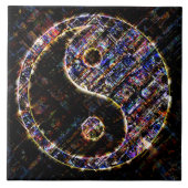 Yin Yang Blue Metal Fire Tegeltje (Voorkant)