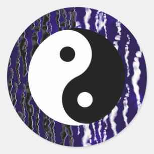 Yin Yang Blue Tranquility Zen Energy Chi Party Ronde Sticker