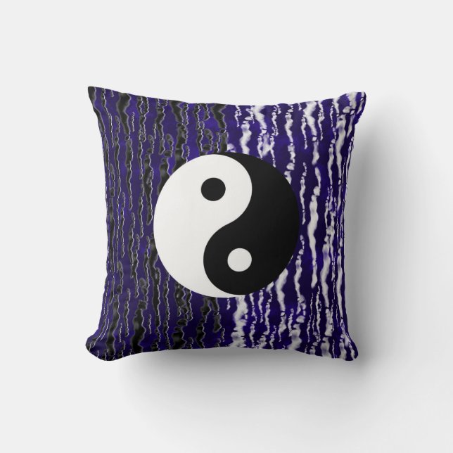 Yin Yang Blue Tranquility Zen Energy Kussen (Voorkant)