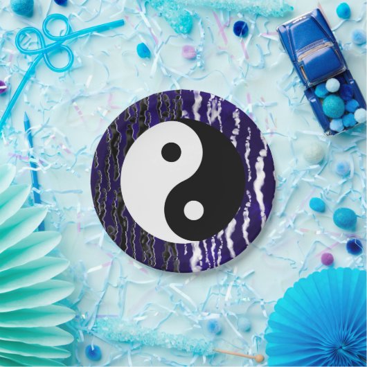 Yin Yang Blue Tranquility Zen Energy Party Papieren Bordje (Feest)