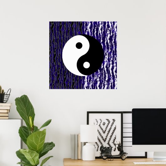 Yin Yang Blue Tranquility Zen Energy Poster (Thuiskantoor)