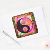 Yin Yang Boho Aztec Peace Love Tie Dye Rainbow Vierkante Sticker (Envelop)