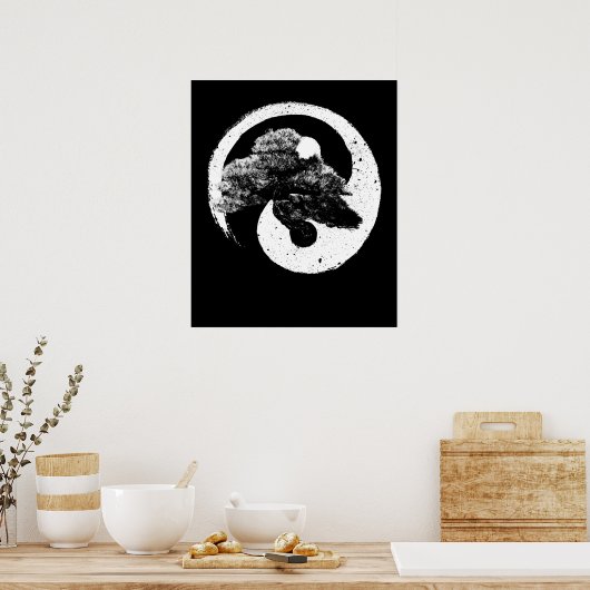 Yin Yang Bonsai Tree Buddhist Zen Japans Poster (Keuken)