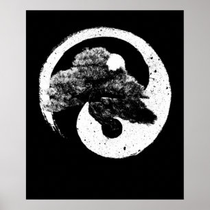 Yin Yang Bonsai Tree Buddhist Zen Japans Poster