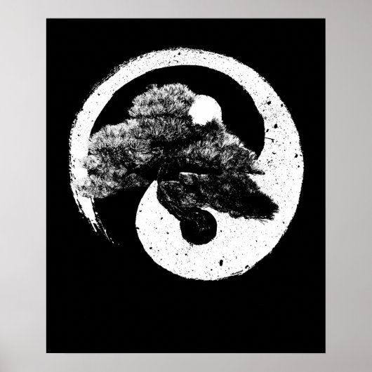 Yin Yang Bonsai Tree Buddhist Zen Japans Poster (Voorkant)
