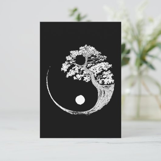 Yin Yang Bonsai Tree Japanse boeddhist Zen Informatiekaartje (Staand voorkant)