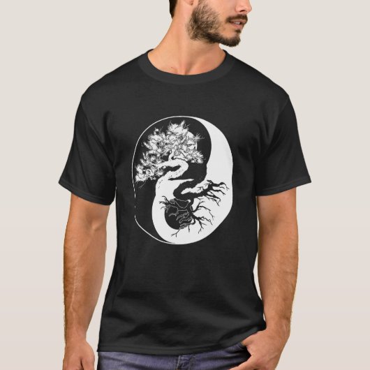 Yin Yang Bonsai Tree Japanse boeddhist Zen T-shirt (Voorkant)