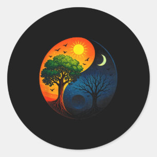 Yin Yang Boom - Meditatie Yoga Boeddhistisch Symbo Ronde Sticker