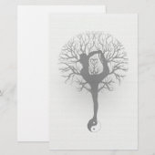 Yin Yang, Boom van het leven, Vrouwen, Yoga Briefpapier (Voorkant / Achterkant)