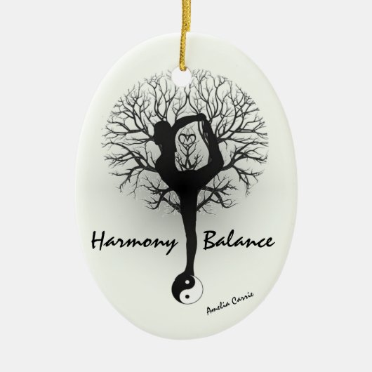 Yin Yang, Boom van het leven, Vrouwen, Yoga Keramisch Ornament (Voorkant)