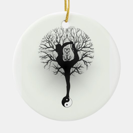 Yin Yang, Boom van het leven, Vrouwen, Yoga Keramisch Ornament (Voorkant)