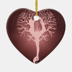 Yin yang, boom van het leven, yoga, harmonie keramisch ornament