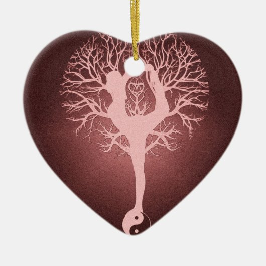 Yin yang, boom van het leven, yoga, harmonie keramisch ornament (Voorkant)