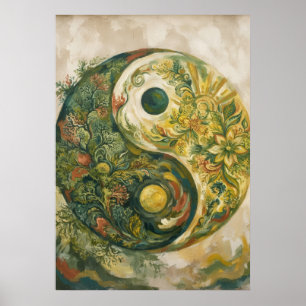 Yin Yang Botanische Natuur Kunst Poster