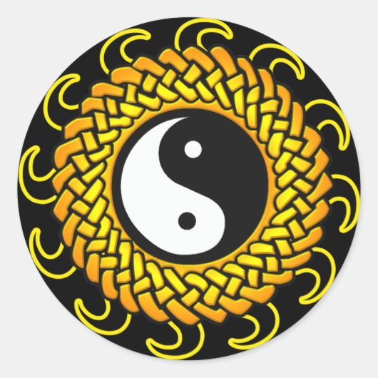 Yin Yang Braided Sun Ronde Sticker (Voorkant)