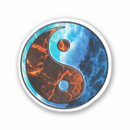 Yin Yang - Brand en water - Sticker (Voorkant)