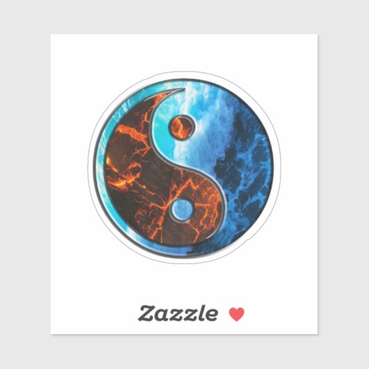 Yin Yang - Brand en water - Sticker (Vel)